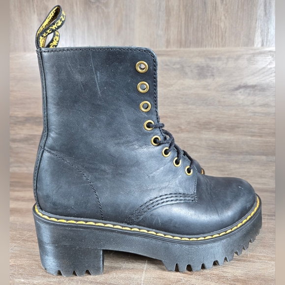Dr. Martens Shriver Hi Gum Lug Platform Wyoming Black Leather Lace Up Sz 6 / 37 - Picture 5 of 14